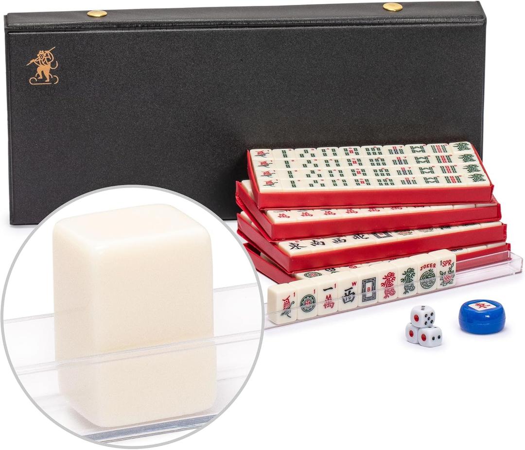 Yellow Mountain Imports Mini American Mahjong Travel Game Set with Nylon Case, Racks, Wind Indicator and Dice
