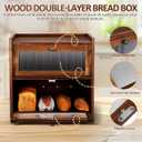 PRETYZOOM Double Layer Wooden Bread Box with Magnetic Closure and Ventilated Front Window Rustic Kitchen Countertop Storage Organizer 14.37X13.38X9.44In Bread Keeper Container