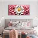 Ouzzlie Flower Canvas Wall Art White Art for Bedroom, 24" x 48"