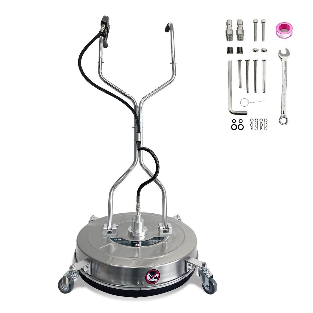 30" Pressure Washer Surface Cleaner with Dual Handles Stainless Steel, 4-Wheel Design for Driveways, Sidewalks, Curbs, Decks, & Patios 5200 PSI, High-Efficiency Cleaning Accessory