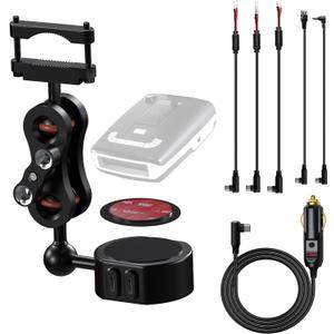 Aluminum Radar Detector Mount,Universal Magnetic Rearview Mirror Bracket/Radar Detector Power Cord,for All Radar Detectors, Compatible UnidenR3 R4 R7 R8, Escort, Cobra, Valentine V1 Gen2,Whistler ect