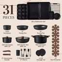 CAROTE 31pcs Pots and Pans Set Non Stick, Cookware Set Detachable Handle | Baking Pans Set, Induction Compatible, Dishwasher & Oven Safe, Space Saving, Camping Cooking Set, Kitchen Set, Black, 31 Piece