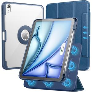 SPARIN Case for iPad Air 11 inch M3/ M2, iPad Air 7th/6th/5th/4th Gen (2025/2024/2022/2020) 10.9 inch,Case with Apple Pencil Holder, Detachable Magnetic Cover, Portrait and Landscape Stand, Navy