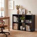 DUMOS 6-Cube Storage Organizer, Open Bookshelf 3 Removable Panels | Display Storage Bookcase for Living Room, Bedroom, Entrance Hall, Home Office, 36" Lx11.6 Dx24 H, Black