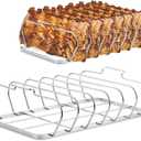 Large Rib Rack for Smoking - 6 Slots Rib Racks for Grilling - Easy to Use and Clean BBQ Premium Durable Rib Rack Stainless Steel