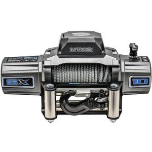 Superwinch 1710200 SX10 12V DC Electric Waterproof Recovery Winch 10,000lb/4,536kg Single Line Pull with Roller Fairlead 3/8in x 80ft Steel Wire Rope Corded Handheld Remote No-Bind Clutch