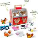 Melissa & Doug Take-Along Wooden Toy Barn, 11-Pc Portable Toddler Playset with Farm Animals & Pop-Up Roof, Preschool Learning Toys for Girls & Boys 2+