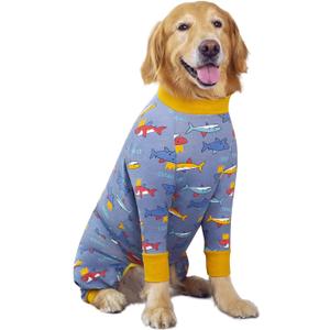 Dog Recovery Suit After Surgery Female Male,  Dog Neuter Shirt Cone Alternatives Prevent Licking Surgical Onesies (Grey Shark, 4XL) 