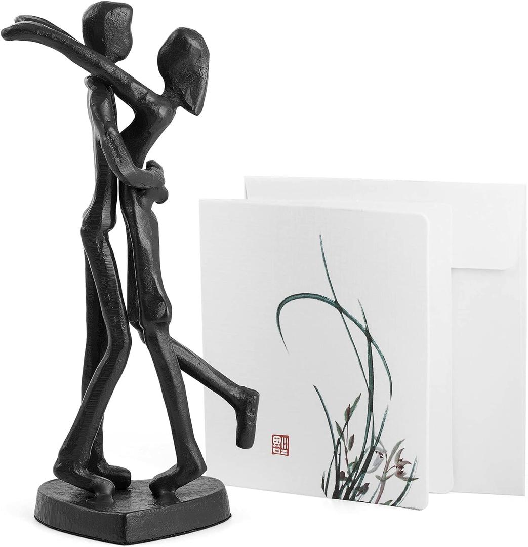 6th Anniversary Iron Sculpture Gift  Romantic Couple Statue for Her, Handcrafted Black Metal Decor  Wedding, Valentines, Birthday Keepsake  Includes Card
