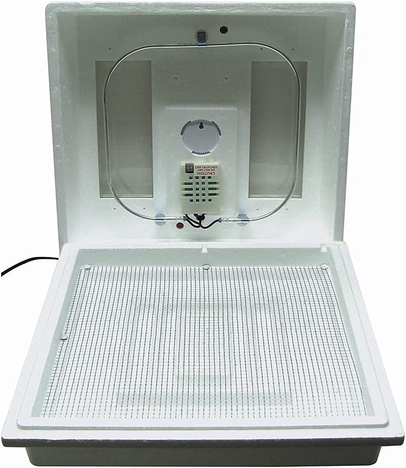 Farm Innovators 2100 Heated Still Air Incubator for 4 Dozen Eggs with Built in Hygrometer, Solid State Circuitry, and 2 Large Viewing Windows, White (1 Pack)