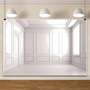 AOFOTO 7x5ft Empty Room Wall Photo Backdrop White Living Room French Classic Gypsum Line Wall Photography Background Office Video Conference Meeting Background Decor Supplies Photo Studio Props