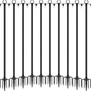 Mutovlin 10 Pack String Light Poles,10 Ft Light Poles for Outside String Lights, Outdoor Lights Pole with Fork, Metal Poles Stand for Patio Deck Backyard
