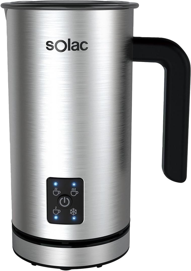 Solac Pro Foam Stainless-Steel Milk Frother & Hot Chocolate Mixer, Metal & Black, SPF500, 17 oz