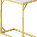 C-Shaped End Table, Small Sofa Table with Metal Frame, Adjustable Height Side Table for Couch, Living Room, Bedroom, Bedside (Gold, Medium)