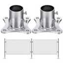 Zonon 2 Pcs 2 1/2 F Chain Link Fence Metal Post Base Parts (2 3/8 Od) Pipe Floor Flanges Galvanized Steel Round Posts, Outdoor