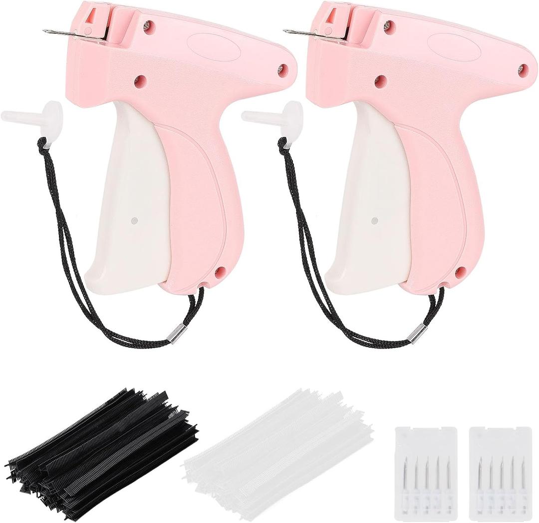 2 Pack Stitch Gun for Clothes, Stitchy Microstitch Tag Gun Quick Clothing Fixer - Sewing Kit Includes 10 Needle, 4000 Fasteners (Pink)