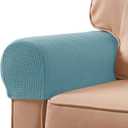 SUBRTEX Stretch Couch Arm Covers Set of 2, Checkered Sofa Arm Slipcovers, Anti-Slip Armrest Covers for Recliner and Armchairs, Pet Proof, High Stretchy, Hook & Loop Tape, Steel Blue