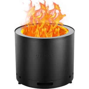 VEVOR Smokeless Fire Pit Stove Bonfire, H: 12.6 in x Dia: 15 in,Wood Burning Fireplaces with Removable Ash Pan, SUS430 Stainless Steel Inner Portable Outdoor Firepit, Ideal for Outdoor Patio Camping