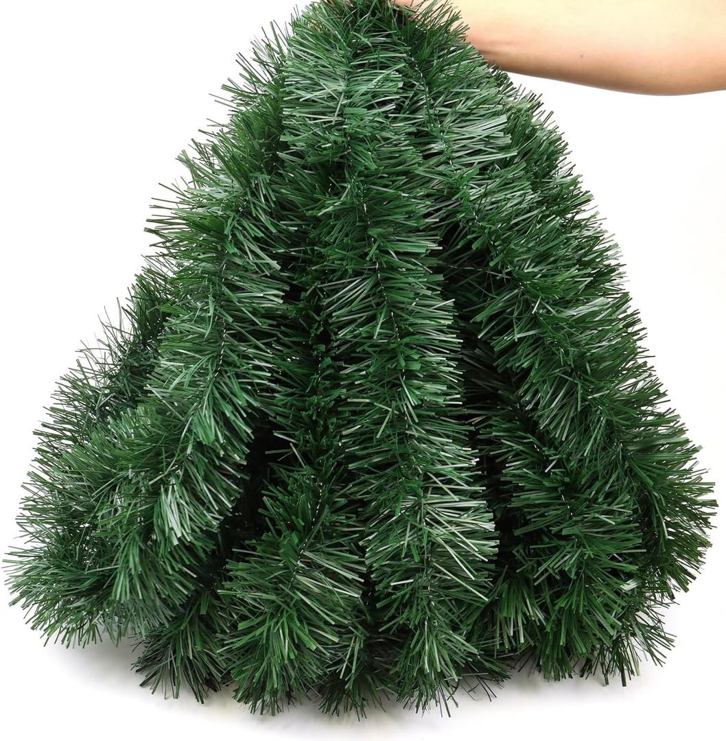 50 Feet Christmas Garland Christmas Decor, Artificial Greenery Pine Garlands Xmas Decorations for Mantle Stairs Fireplace Home Holiday Party Soft Green Garland Christmas Decoration Indoor Outdoor