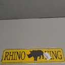 Rhino Xing Crossing Sign, Rustic Metal Wall Decor with Rhino Animal, Vintage Street Road Signs for Farmhouse, Cabin, Man Cave or Garage, Slim, Indoor/Outdoor, 4x16In
