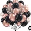 60pcs Rose Gold and Black Balloons 12inch with Rose Gold Confetti Balloons for Wedding Graduation Baby Shower Birthday Party Decoration