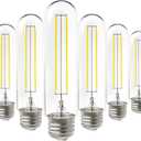 Sunco Lighting 6 Pack 5W=40W Dusk to Dawn Outdoor T10 Light Tubular LED Bulbs, CRI90 2700K Soft White E26 Base, 450 Lumens, Vintage Filament, Waterproof, Outdoor Decorative UL.