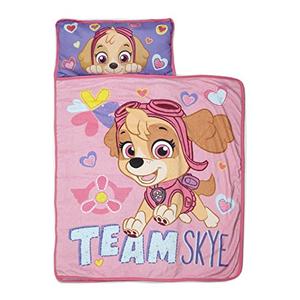 Paw Patrol Team Skye Toddler Nap-Mat Set - Includes Pillow and Plush Blanket – Great for Girls Napping During Daycare or Preschool - Fits Toddlers, Pink