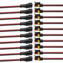 10Pcs Car Waterproof Electrical Connector, 2 Pin Connector, 16 AWG 2 Wire Waterproof Connector, Car Electrical Connectors for Automobiles, Trucks, Boats, Motorcycles and Other Electrical Connections