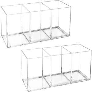 Rainmae 2Pack Plastic Cutlery Storage Organizer, Acrylic Cutlery Utensil Holder Storage Organizer Caddy for Kitchen Countertop Organization - Holds Fork, Knife, Spoon, Silverware Tableware Storage Box (2 Pcs(7.9 x 2.6 x 3.5 in))