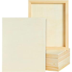 Juvale Wood Canvas Boards - 8x10 in, Light Brown Pine, 0.85 in Thick, 6-Pack - Wood Canvas Blanks for Crafts - Deep Frame Panels