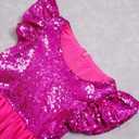 Cilucu Girl Sequin Ruffle Dress Tutu Flower Girls Dress Princess Sparkle (Pink)