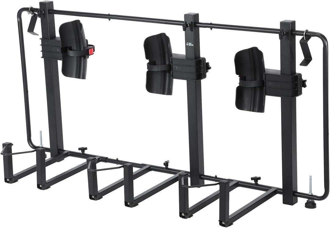 JOYTUTUS 3-Bike Truck Bed Bike Rack, Anti-Wobble Bike Holder for Pickup Truck Bed, Heavy-Duty Bed-Mounted Bicycle Rack Carrier for Full Size Pickup, No Wheel Removal