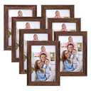 Giftgarden 4x6 Picture Frame Brown Set of 7 Rustic Walnut-Color Photo Frames 4 by 6 for Tabletop or Wall