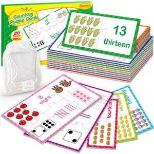 Number Puzzle Cards, Counting Toys, Math Manipulatives, Math Games for Kids, Toddler Puzzles, Matching Games, Preschool Learning Activities, Kindergarten Classroom Must Haves, Homeschool Supplies