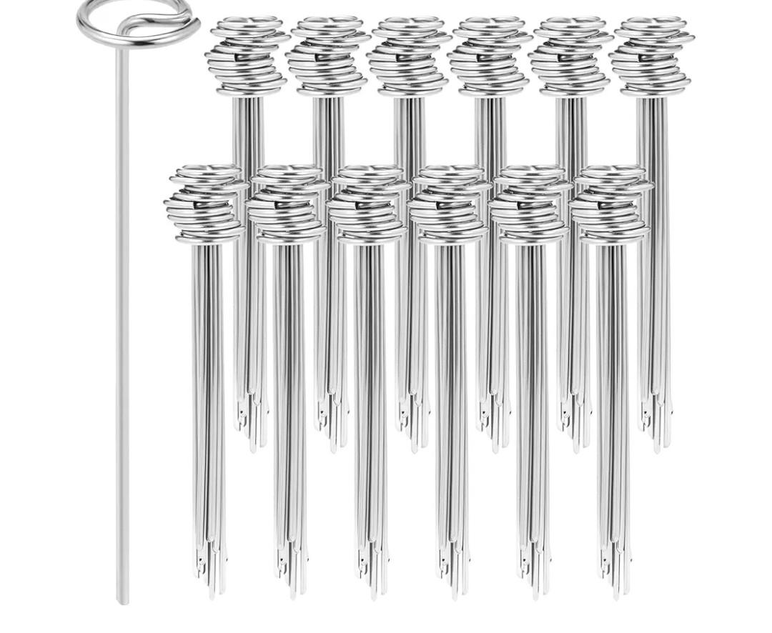 QWORK Landscape Staples, 120 Pcs 6 Inch Garden Stakes, 8 Gauge Spikes Pins, Galvanized Steel Landscape Fabric Stakes