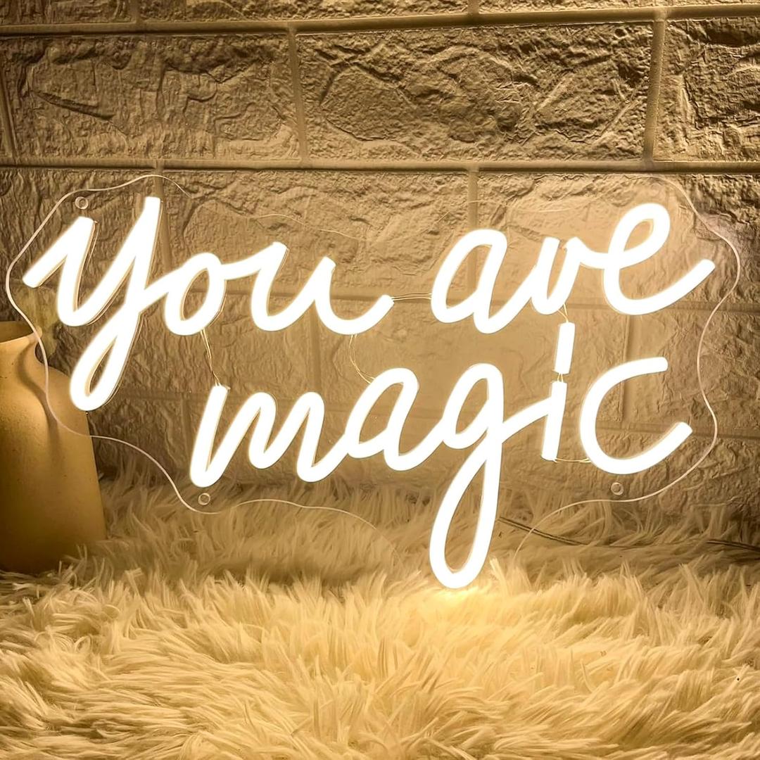 You Are Magic Neon Sign LED Signs for Wall Decor Dimmable Neon Lights Sign USB Powered Light Up Sign for Bedroom Living Room Home Bar Man Cave Christmas Birthday Party Wedding Decoration Gifts (YAM)