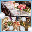 12 Pcs Plastic Charger Plates 13" Round Antique White Gold with Engraved Baroque Rim Vintage Disposable Decorative Chargers for Wedding Party Events