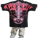 GORGLITTER Men's Oversized Graphic T Shirts Cool Short Sleeve Drop Shoulder Crewneck Tee Top Streetwear Black and Pink X-Large