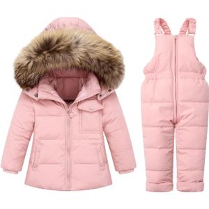 Fumdonnie Toddler Snowsuit Baby Winter Down Coat Girl Snow Pants and Jackets Kid Bibs 4-5T