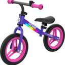 Gotrax KS12 Balance Bike for 2-5 Years Old, 12" Toddlers Bike with LED Light&Bell, Adjustable Soft Seat&Handlebar, Flat-Free Tires&Easy Assembly, Lightweight&No Pedal, Kids Toy Gift for Boys Girls (Purple)