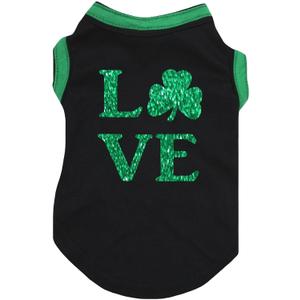 Petitebella Love Clover Puppy Dog Shirt (Black, Medium)