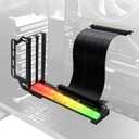 EZDIY-FAB Vertical Graphics Card Holder Bracket with ARGB 5V 3Pin LED,GPU Mount,Video Card VGA Support Kit with PCIE3.0 Riser Cable- Black