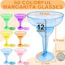 TURNMEON 60 Pack Multicolor Plastic Margarita Glasses 12 oz Disposable Cocktail Cups for Cinco De Mayo Decorations Fiesta Party Decorations Fun Taco Tuesday Mexican Themed Party Supplies
