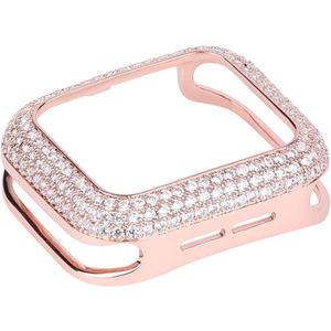 Gorgeous Bling Zircon Crystal Diamond Case Bezel Cover Compatible Apple Watch Series 6 5 4 SE 3 2 1 (Rose Gold, 44mm/42mm)