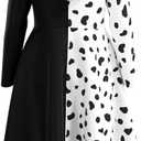 Girls Vintage Halloween Costume Dress Up Dalmatian Print Outfit (6-7 Years, White)