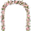 JoyHome 2 Pack Artificial Peony Flower Garland - 6ft Silk Peony Garland Flower Vine Pink Peony Silk Roses Flowers for Wedding Arch Party Table Decor (2, Pink)