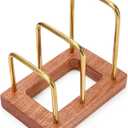 Chopping Board Rack with Wood Base  Multi Layer Kitchen Organizer Stand for Cutting Boards Pot Lids, Baking Trays Pans and Plates Cabinet Storage Divider Accessory Home Countertop or Inside Cabinets