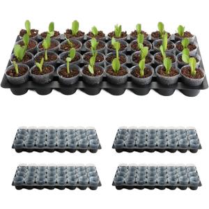 RooTrimmer 5-Pack 32 Cell Seedling Trays & 160 Pack 2" Soft Clear Nursery Pots -Thickened Durable Plant Starter Kit for Seed Germination (5 Sets)