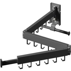 Wall Mounted Clothes Hanger,Clothes Drying Rack,Laundry Drying Rack,Clothes Rack Wall Mount,Drying Rack Clothing,Laundry Rack,Folding,Retractable,Collapsible,can Fold Upward & Left & Right (Upgrade-Black / J Shape Hooks)