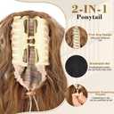 Ponytail Extension 18" Curly Wavy Pony Tail Claw Multi Layered Clip on Ponytail Extension Fluffy Natural Looking Synthetic Hair Piece for Women(Honey Blonde with Golden Highlights)